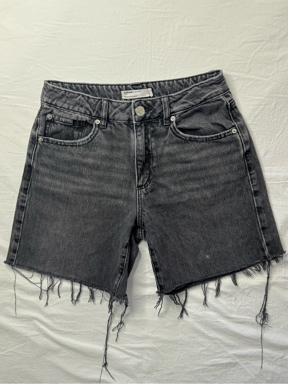 Garage - Black Frayed Hem Denim Shorts